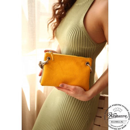 Женская кожаная сумка "Трио" (жёлтый/капучино/олива)